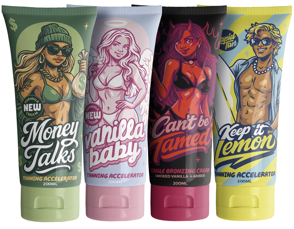 Rapid Tan Packaging Design portfolio image by BEARHAND Design